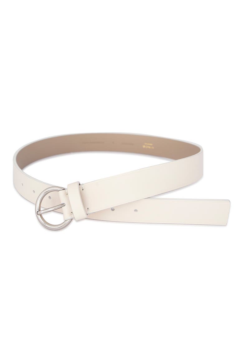 Flat Ring Leather Belt, Alternate, color, MILK