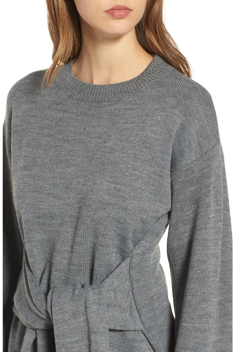 Tie Front Sweater, Alternate, color, GREY