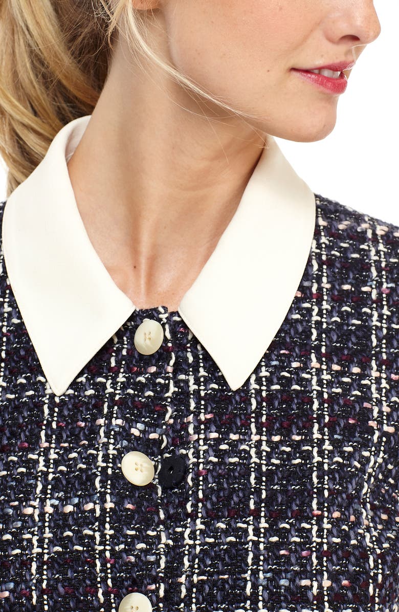 Gal Meets Glam Collection Leslie Bouclé Tweed Button Front Fit & Flare Dress, Alternate, color, 