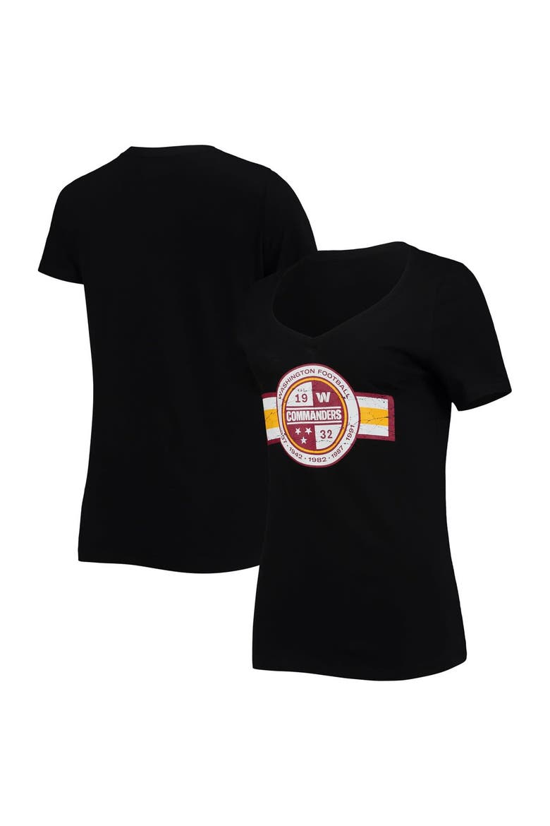 Women's New Era Black Washington Commanders V-Neck T-Shirt, Main, color, Black