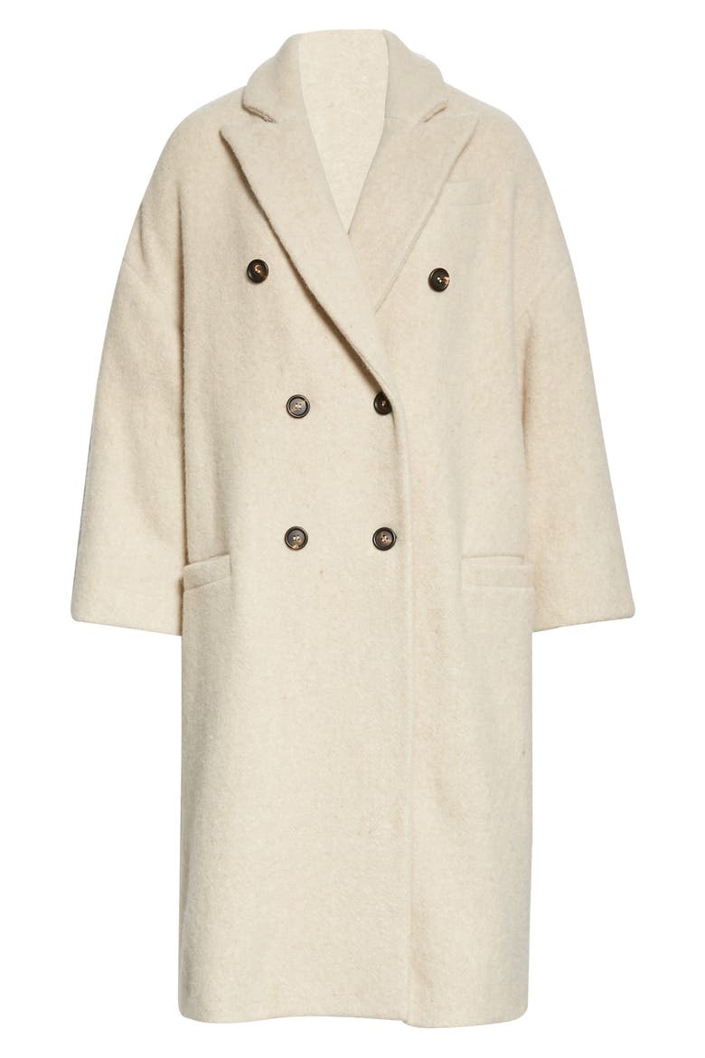 Cashmere Blend Double Breasted Coat, Alternate, color, IVORY