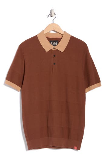 Scotch & Soda Tonal Stripe Cotton Polo Sweater