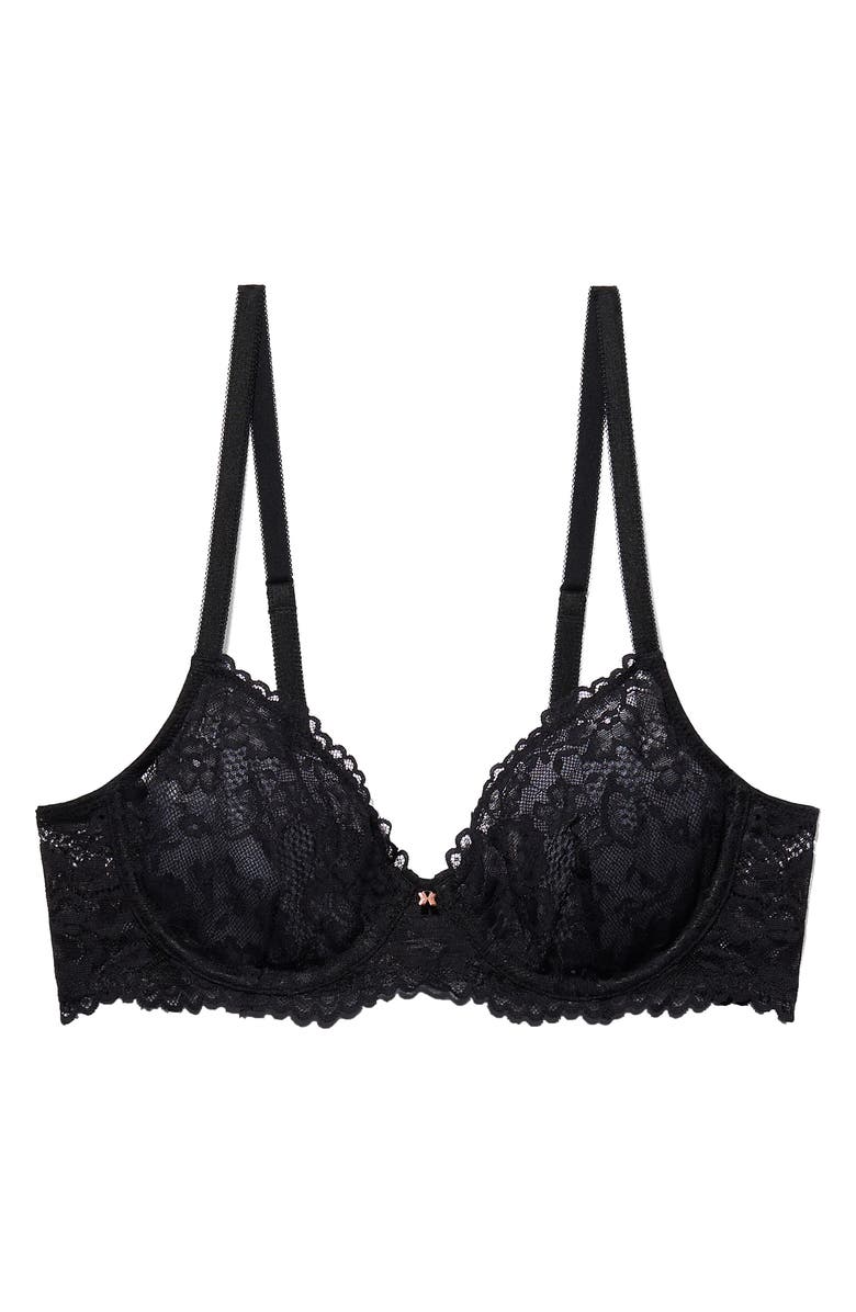 SAVAGE X FENTY Floral Lace Unlined Bra, Main, color, Black Caviar