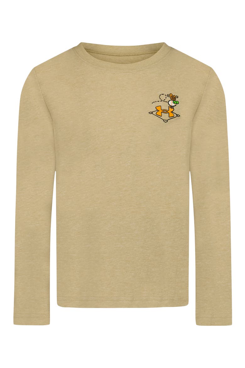 Kids' UA Baseball Fly Trap Long Sleeve Graphic T-Shirt, Main, color, FIELD KHAKI