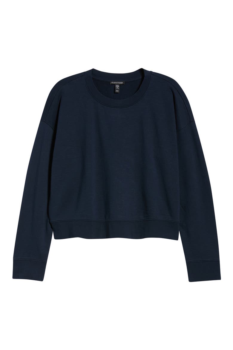 Crop Organic Cotton Sweatshirt, Alternate, color, INK