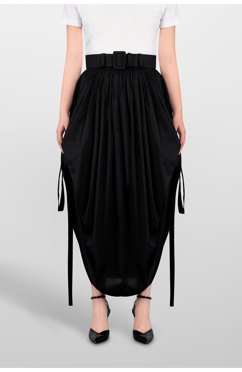LAURA APARICIO Cotton Skirt Coulisse With Belt, Main, color, Black