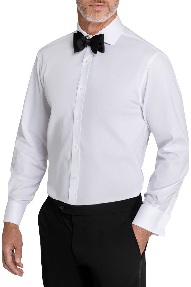 Slim Fit Piqué Tuxedo Shirt, Alternate, color, WHITE