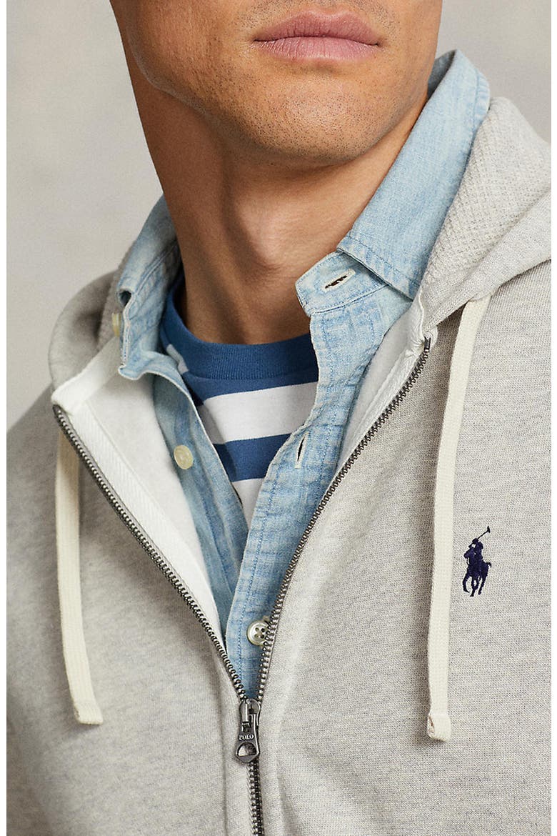 Cotton Blend Fleece Zip Front Hoodie, Alternate, color, LIGHT SPORT HEATHER