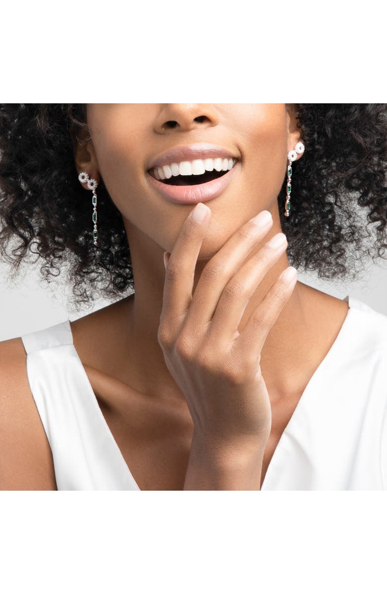 ZARUX Flower Drop Earrings, Alternate, color, White Gold