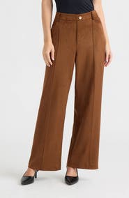 Ellen Tracy Faux Suede Wide Leg Pants
