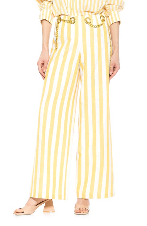 Cassie Stripe Grommet High Waist Wide Leg Pants