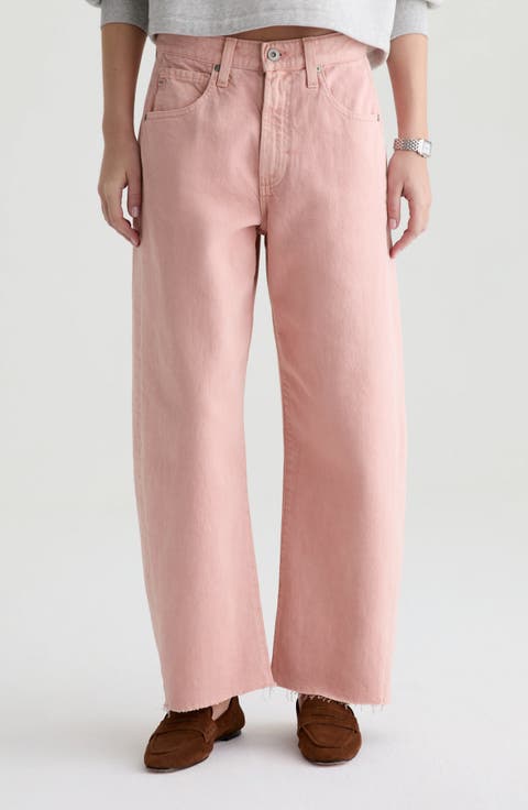 Hattie Raw Hem High Waist Crop Barrel Jeans