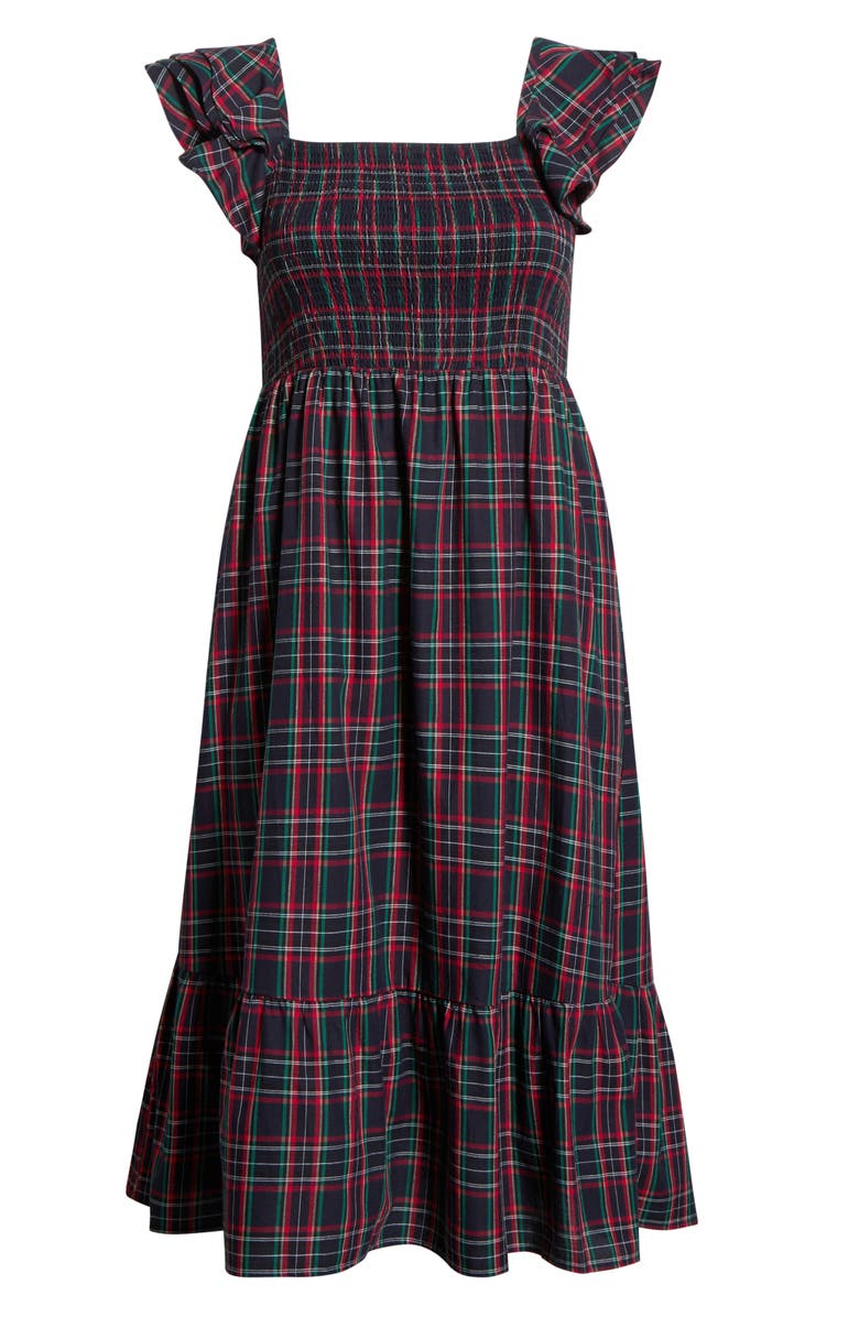 SUGARLIPS Chapman Plaid Smocked Dress, Alternate, color, Navy-Multi