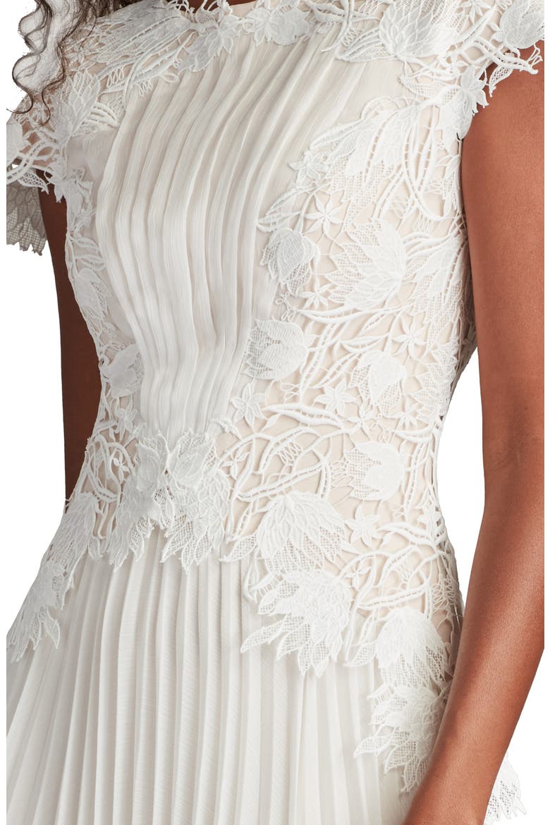 Embroidered Lace Cap Sleeve Gown, Alternate, color, IVORY/ PETAL