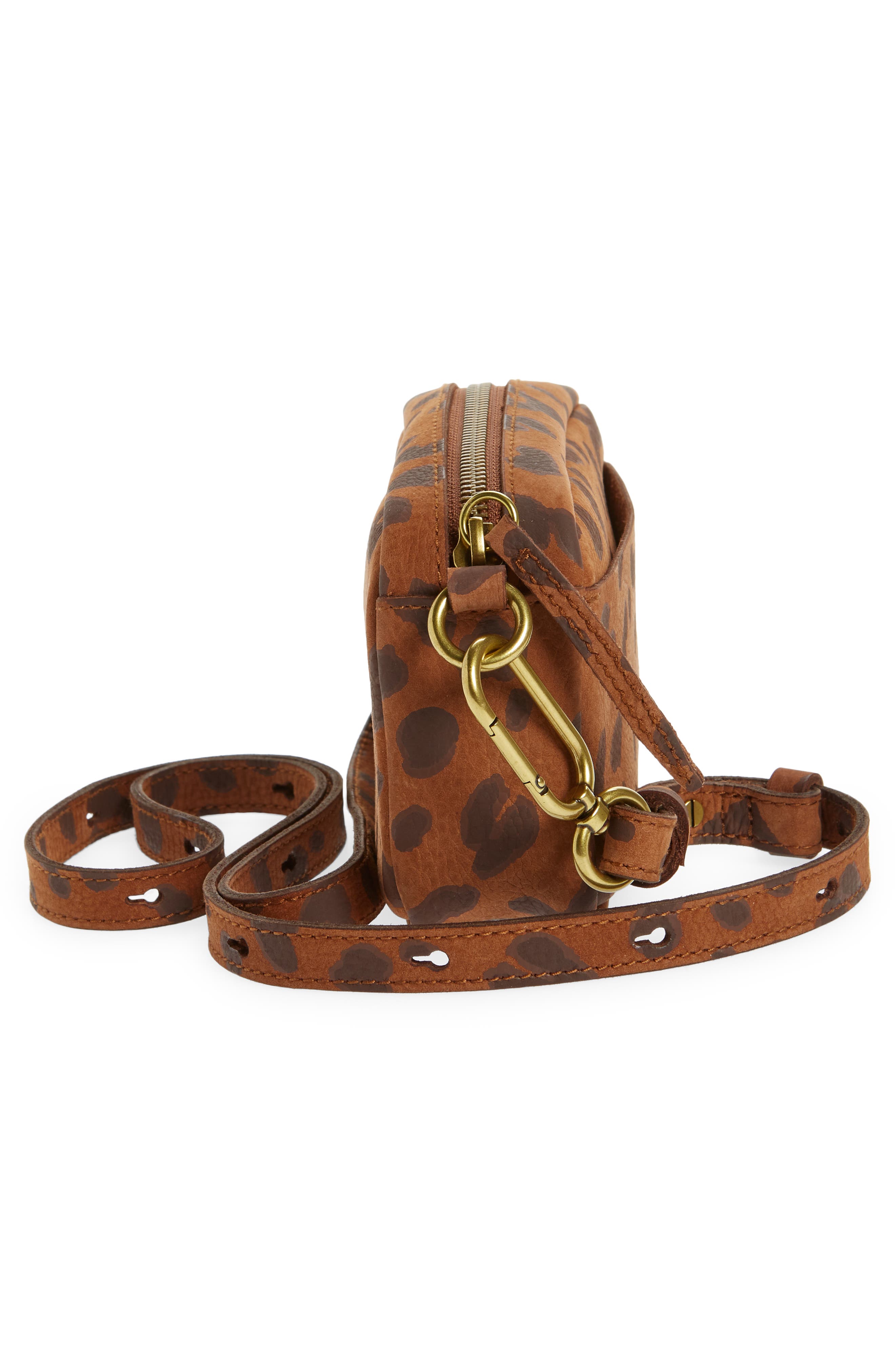 Madewell Mini The Nubuck Leopard Print Carabiner Crossbody Bag, Alternate, color, 