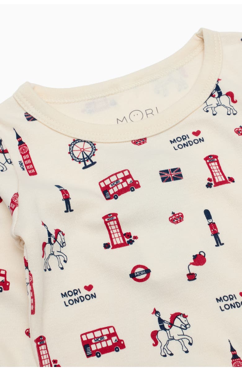 MORI Dino Print Pyjamas With Mint Ribbed Cuff, Alternate, color, London