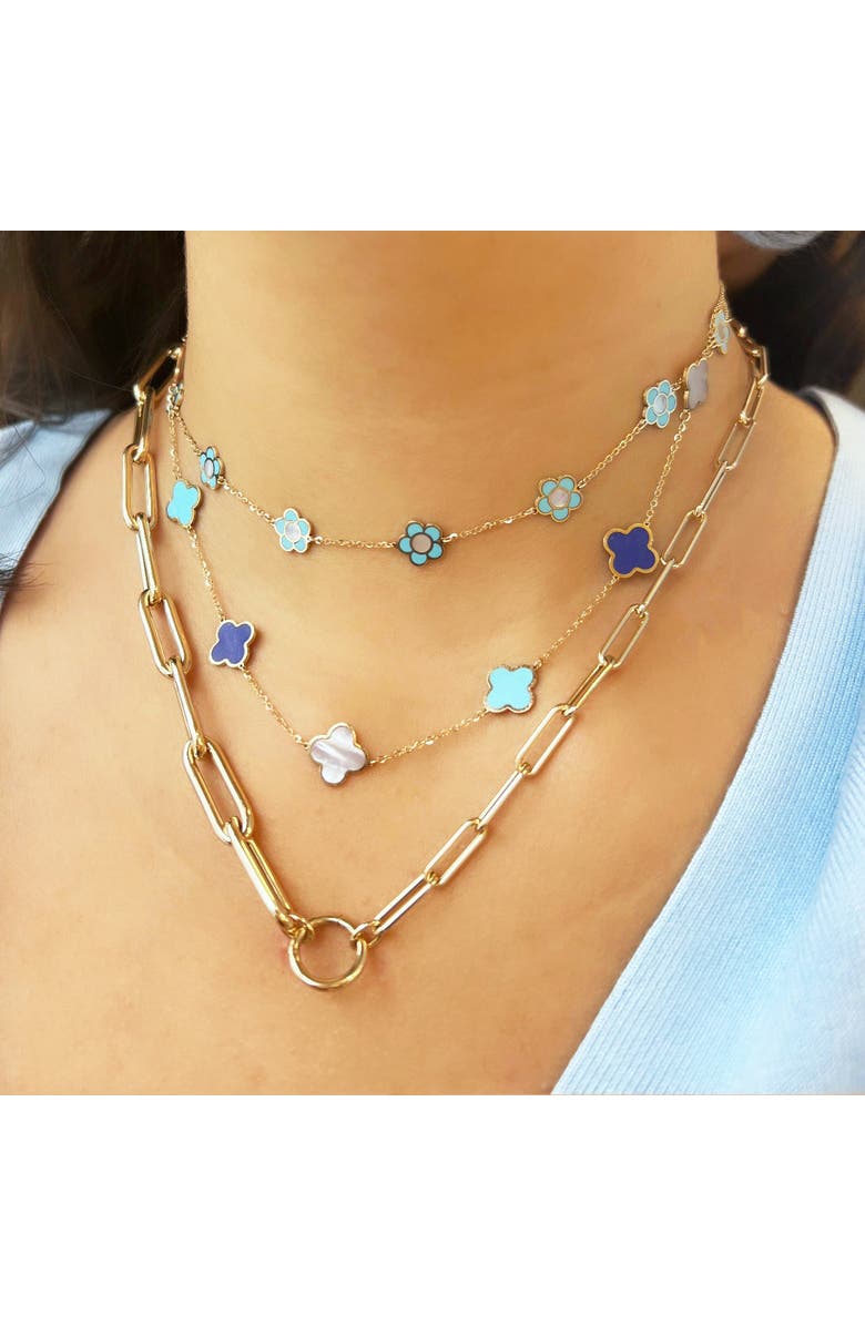 The Lovery Fine Jewelry Small Blue Mixed Clover Necklace, Alternate, color, Blue Mixed