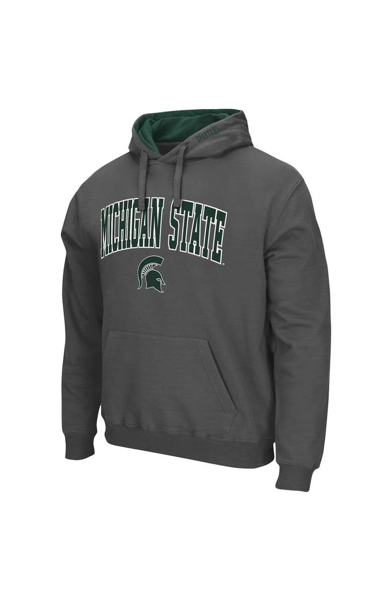 COLOSSEUM Men's Colosseum Charcoal Michigan State Spartans Arch & Logo 3.0 Pullover Hoodie, Alternate, color, Charcoal