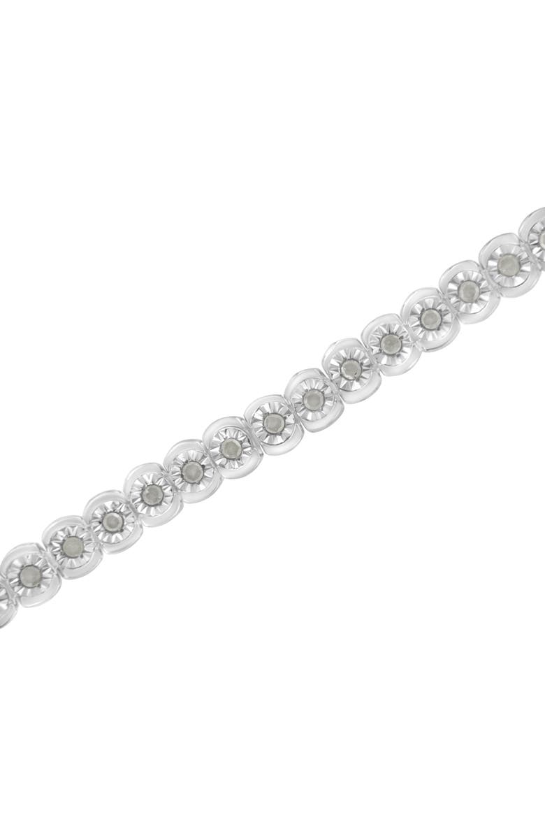 Haus of Brilliance Silver 1/2 Cttw Miracle-Set Diamond Round Half Bezel Tennis Bracelet, Alternate, color, White