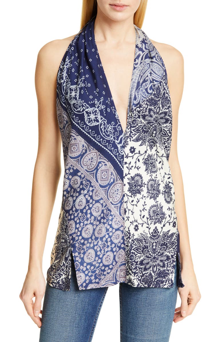Polo Ralph Lauren Lizy Pattern Mix Halter Top, Main, color, 