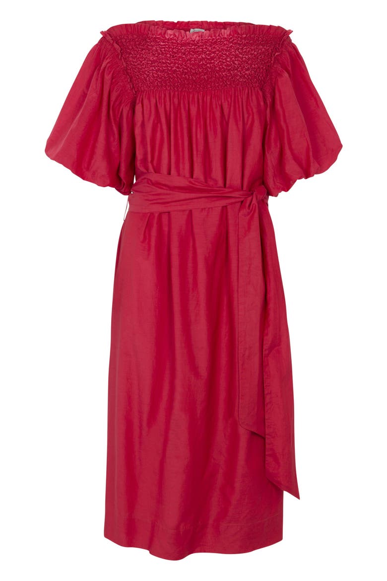 Merrick Silk Cotton Midi Dress, Alternate, color, Scarlet