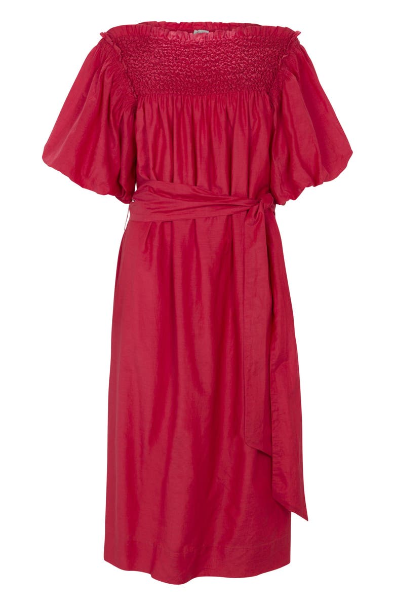 Rebecca Taylor Merrick Silk Cotton Midi Dress, Alternate, color, Scarlet