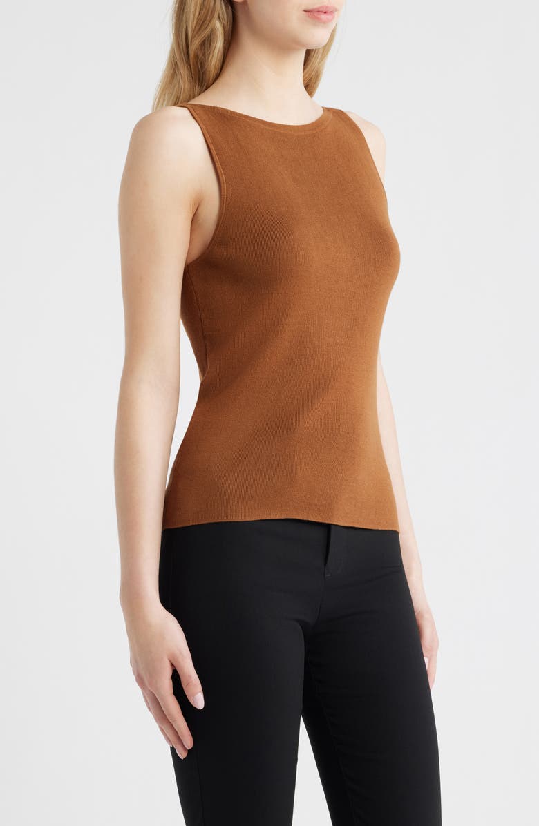 MANGO Suenyo Boat Neck Cotton Blend Top, Alternate, color, Caramel