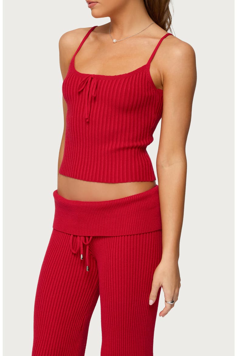 Adannah Tie Neck Rib Tank, Alternate, color, RED