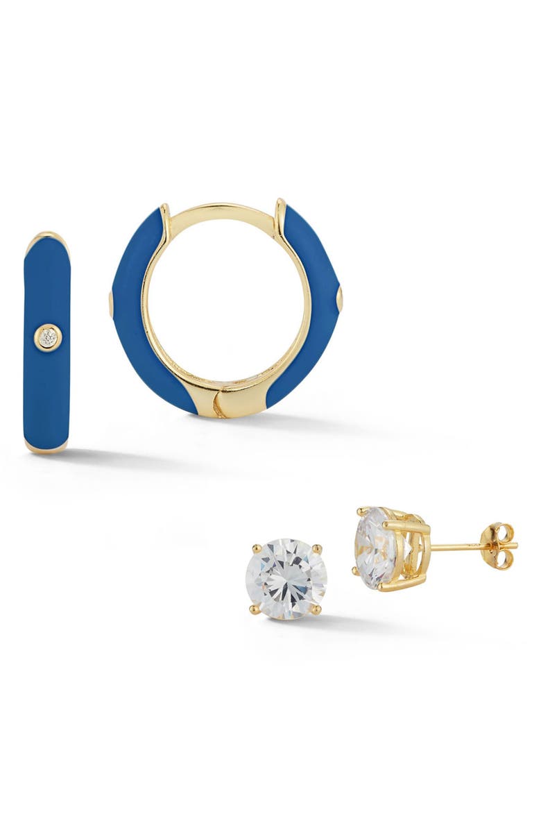 SPHERA MILANO 14K Gold Vermeil CZ Earring Set, Main, color,