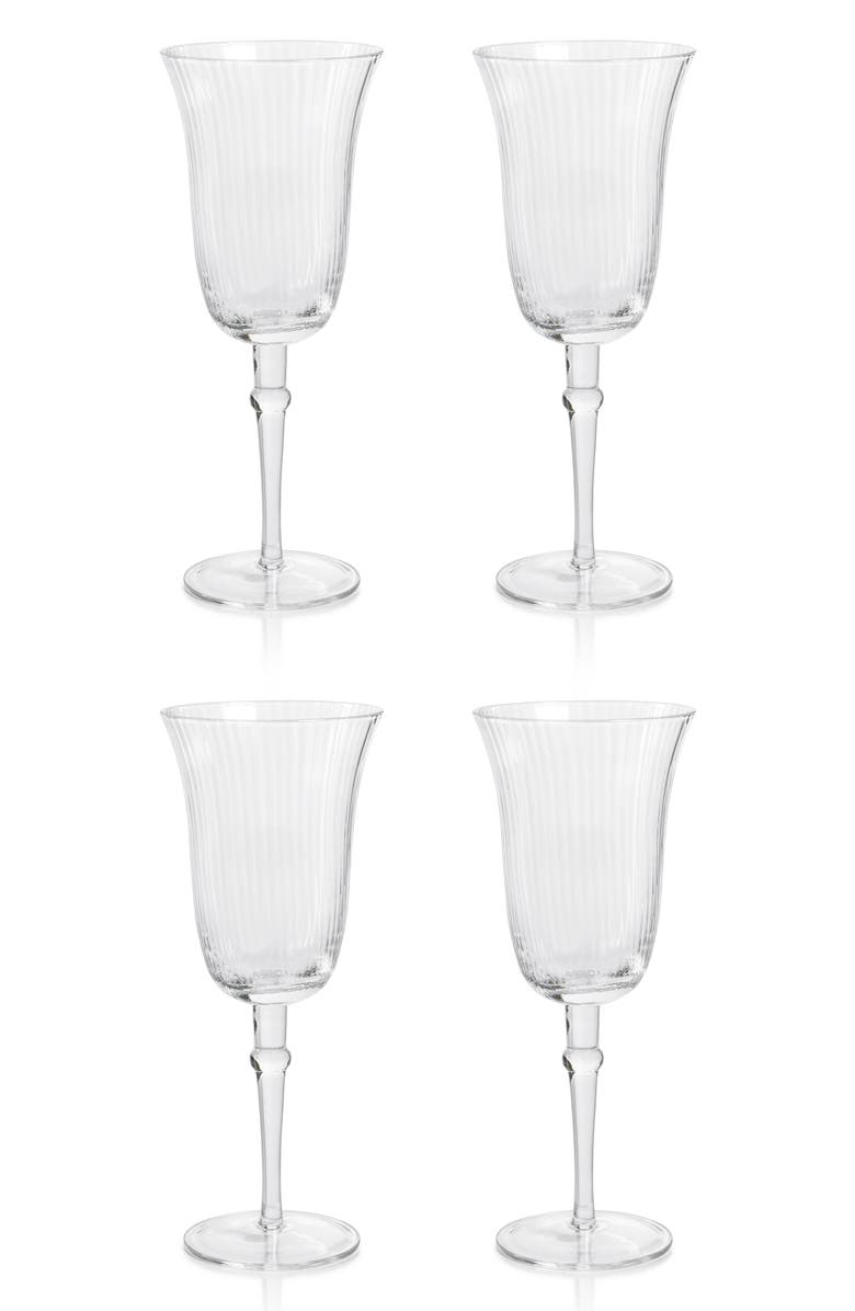 Zodax Julien Clear Optic Set of 4 Wine Glasses, Main, color, Clear