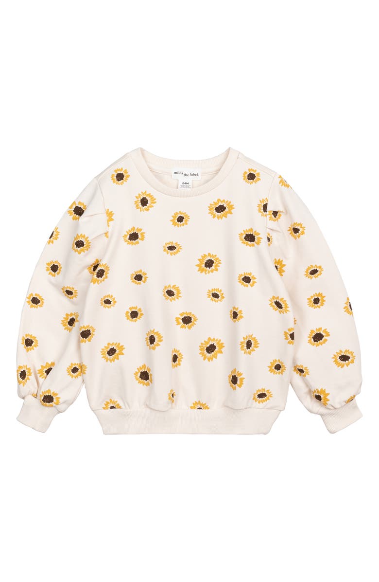 MILES THE LABEL Sunflower Print Organic Cotton Terry Sweatshirt, Main, color,