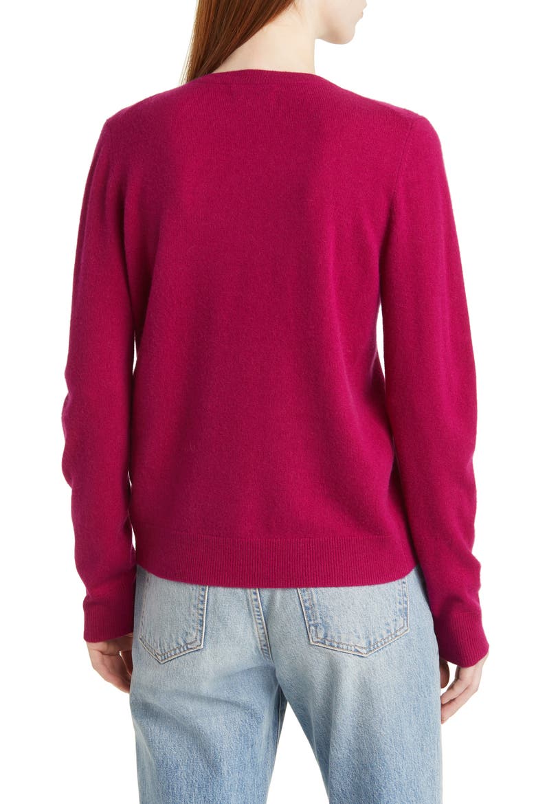 Cashmere V-Neck Sweater, Alternate, color, PINK PLUMIER