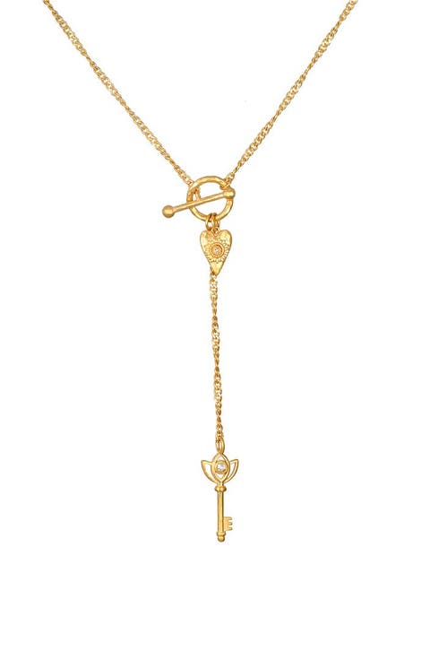 Promise to Love Heart Key Lariat Necklace