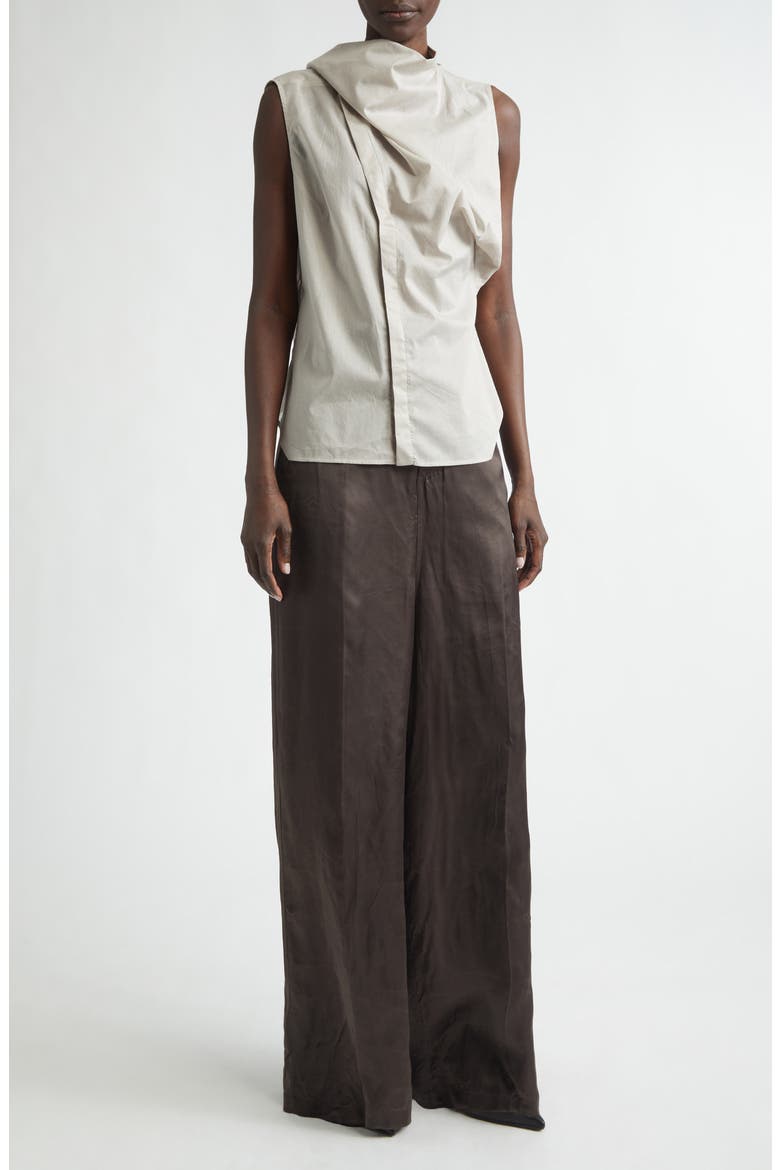Sleeveless Semisheer Chambray Button-Up Shirt, Alternate, color, PEARL