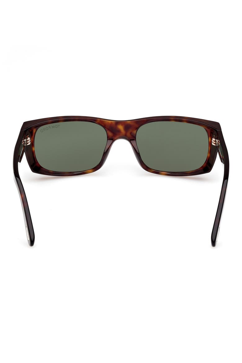 Juan 56mm Rectangular Sunglasses, Alternate, color, DARK HAVANA / GREEN