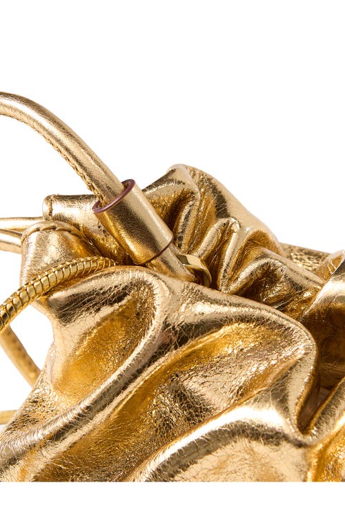 Veronica Beard Small Ruched Metallic Leather Clutch Bag In Gold
