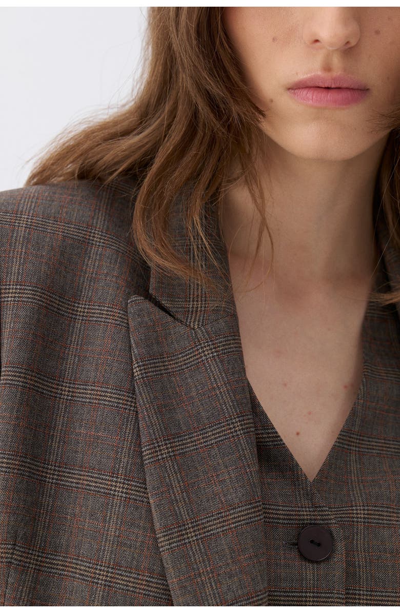 Nocturne Padded Shoulder Plaid Blazer, Alternate, color, 