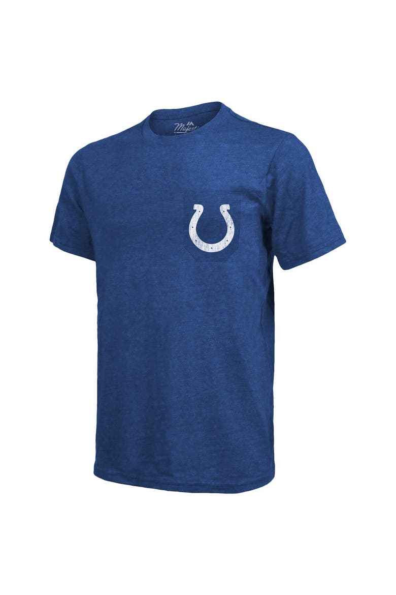 Indianapolis Colts Majestic Threads Tri-Blend Pocket T-Shirt - Heathered Royal, Alternate, color, Royal