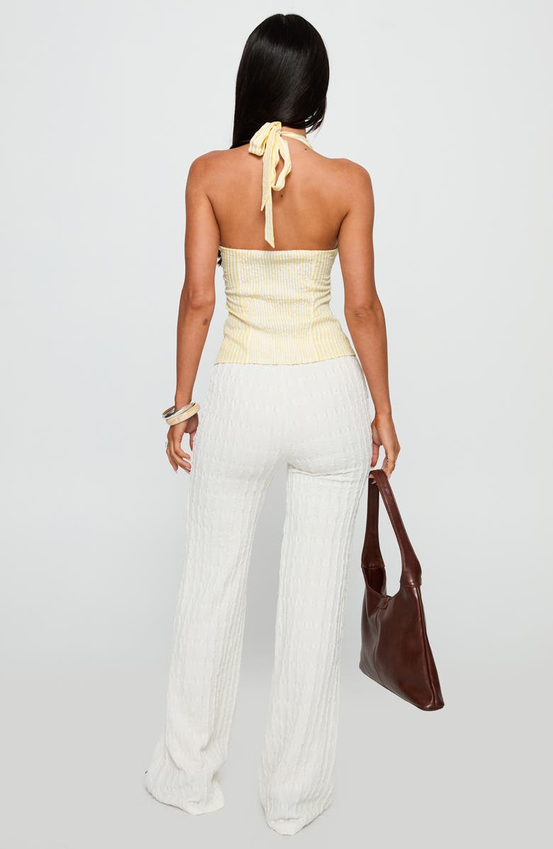 Princess Polly Old Friend Stripe Seersucker Halter Top, Alternate, color, Yellow Stripe