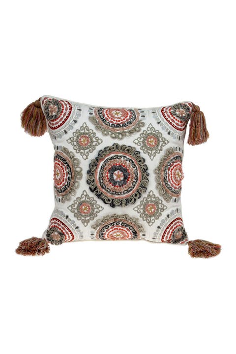 Heather Transitional White Throw Pillow