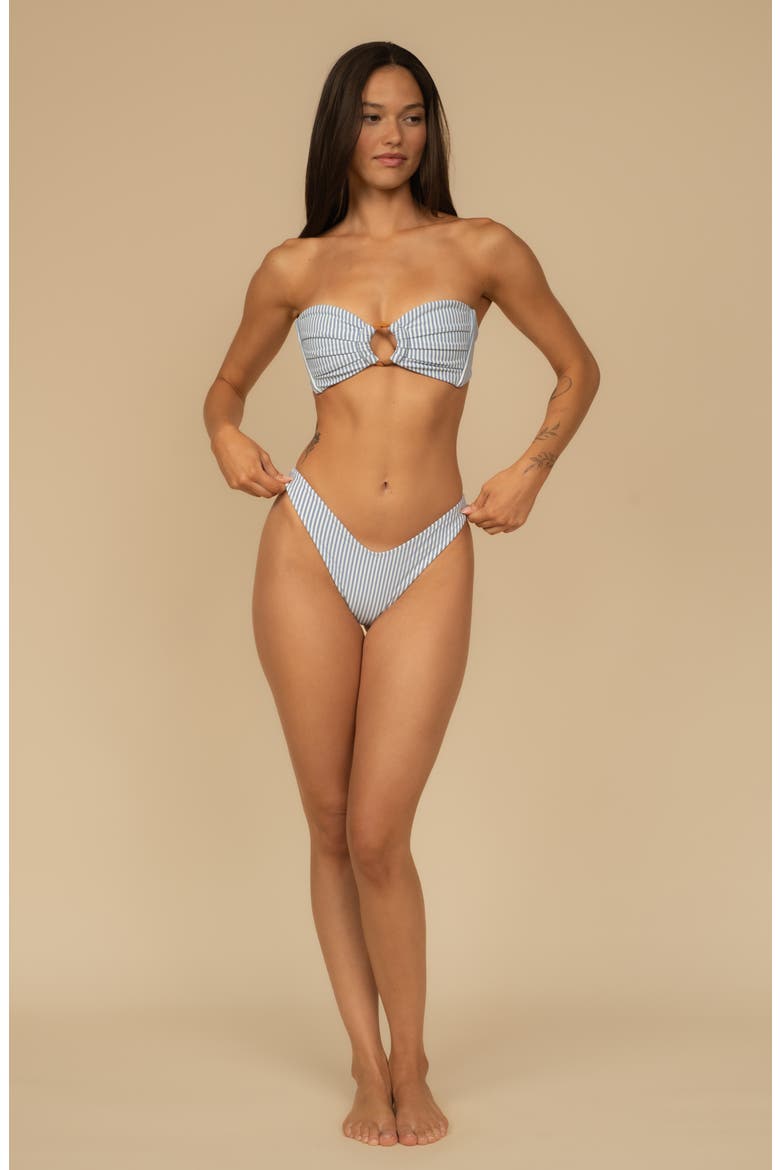 Tori Stripe Strapless Bikini Top, Alternate, color, CLASSIC BLUE STRIPE