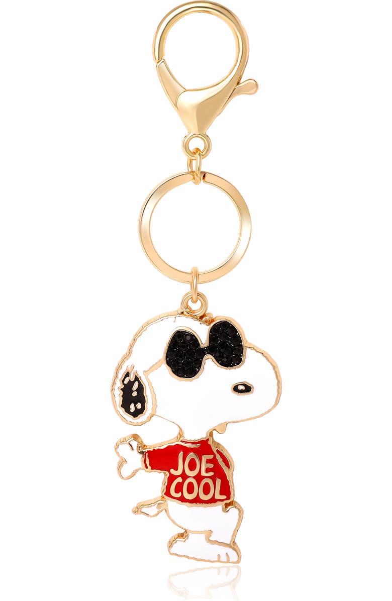 PEANUTS Joe Cool Keychain, Gold-Tone Enamel Bag Charm, Main, color, White, Red