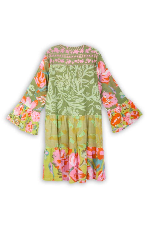 Saachi Patchwork Cotton Tunic In Green