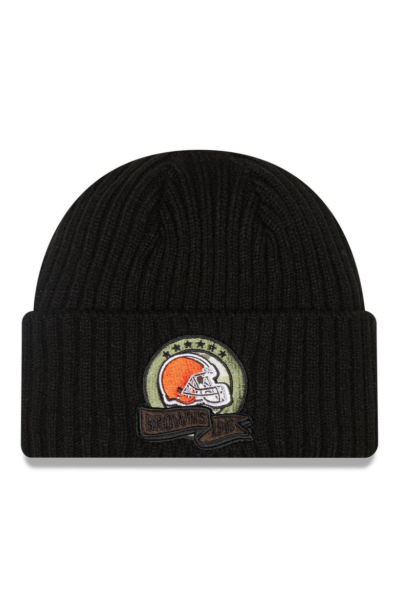 New Era Men's New Era Black Cleveland Browns 2022 Salute To Service Knit Hat, Main, color,