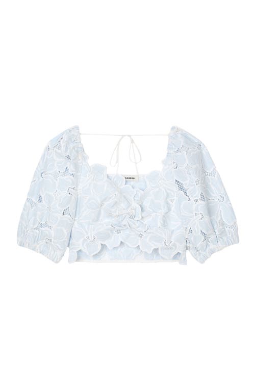 Sandro Roseraie Embroidered Floral Crop Top In White