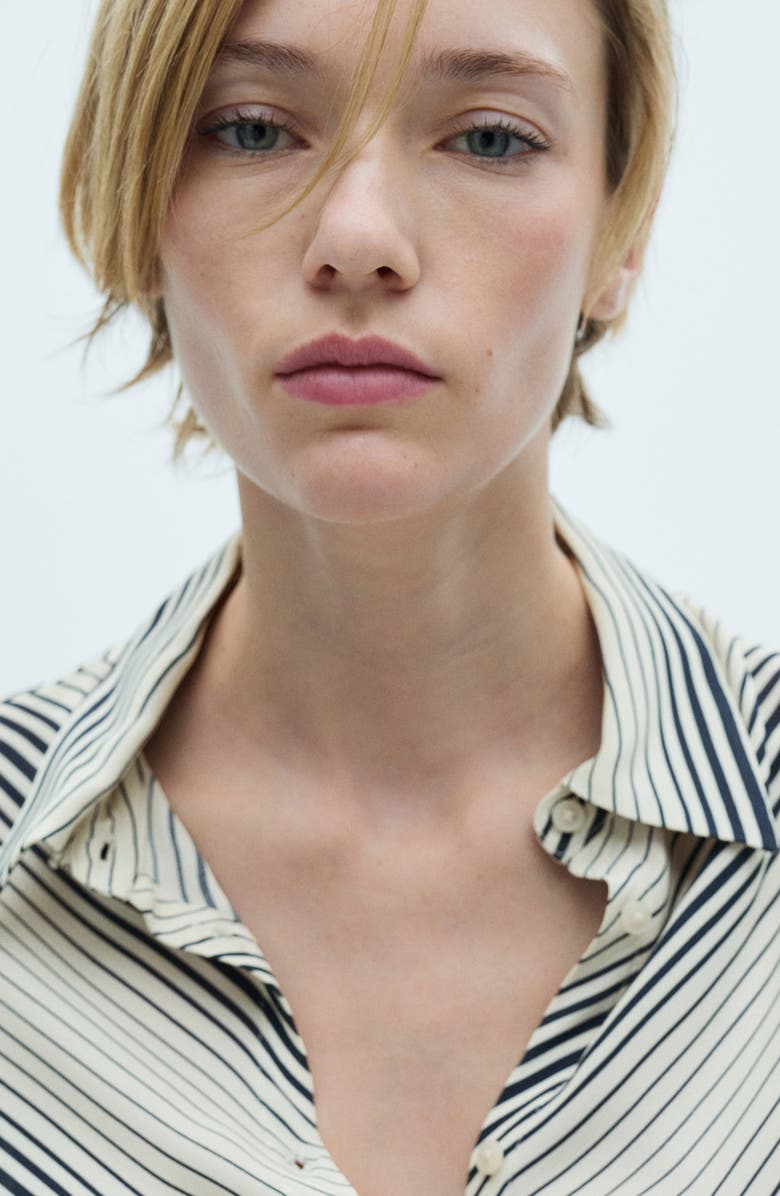 MANGO Stripe Flare Sleeve Button-Up Shirt, Alternate, color,