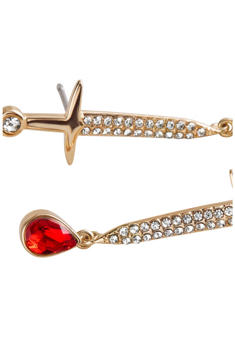 Cutting Edge Dagger Drop Earrings, Alternate, color, RED