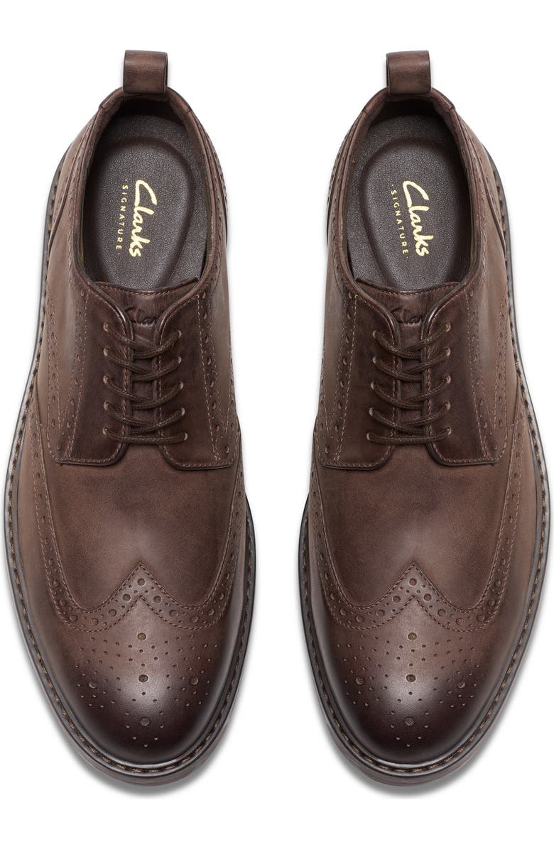 Clarks<sup>®</sup> Aldwin Limit Wingtip Derby, Alternate, color, Brown Leather