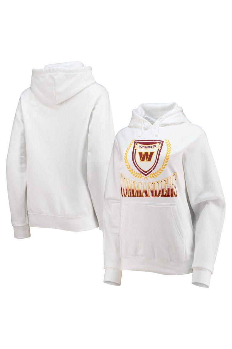 Women's WEAR by Erin Andrews White Washington Commanders Fleece Pullover Hoodie, Main, color, White