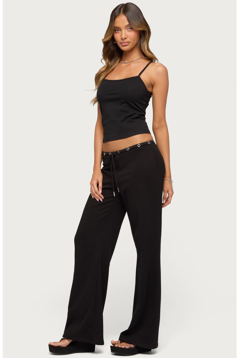 Grommet Drawstring Low Rise Straight Leg Pants, Alternate, color, BLACK